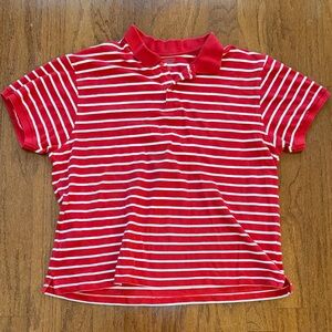 Basic Editions Red and White Striped Polo Shirt